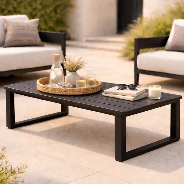 English Elm Fr-coffce-table Outdoor Aluminum Slatted Low Profile Patio Coffee Table Uv Resistant W5382P443777