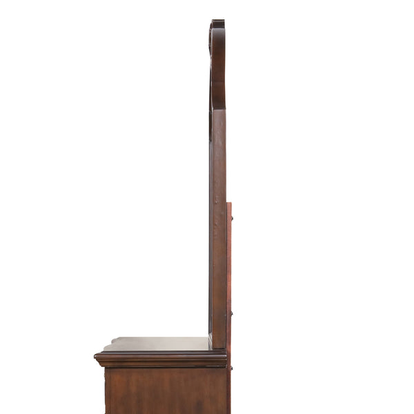 English Elm Lyon Grand Beveled Mirror 48"H x 54"W with Hand-Applied Wood Finish and Gold Crown Accents Cherry 51 L x 4 W x 57 H B078P301576