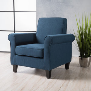 Christopher Knight Home® - Noble House - Freemont Dark Blue Fabric Club Chair