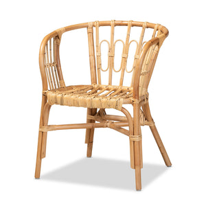English Elm Modern Handwoven Rattan Dining Chair with Geometric Open Back for Bohemian Spaces B2750P470024