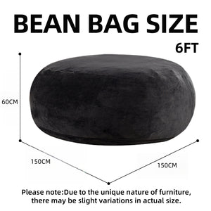 English Elm 6ft Round Memory Foam Bean Bag Lounge Chair with Washable Flannel Cover for Adults Black W3737P422840