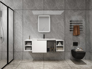English Elm 60" Freestanding Double Sink Bathroom Vanity with Soft-close Doors and Three Drawers W999S00531