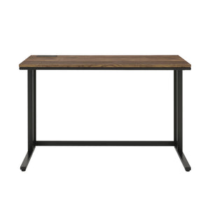 English Elm Rectangular Rustic Industrial Writing Desk with Metal Frame, 2-Tier Open Shelves for Storage and PC Black,Walnut B016P312841