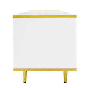 English Elm Vibe 70.9'' Modern Tv Stand For 80'' Tvs - Chic Entertainment Center With Led Lights & Ample Storage N724P284377K-GIGA