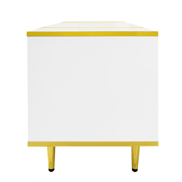 English Elm Vibe 70.9'' Modern Tv Stand For 80'' Tvs - Chic Entertainment Center With Led Lights & Ample Storage N724P284377K-GIGA