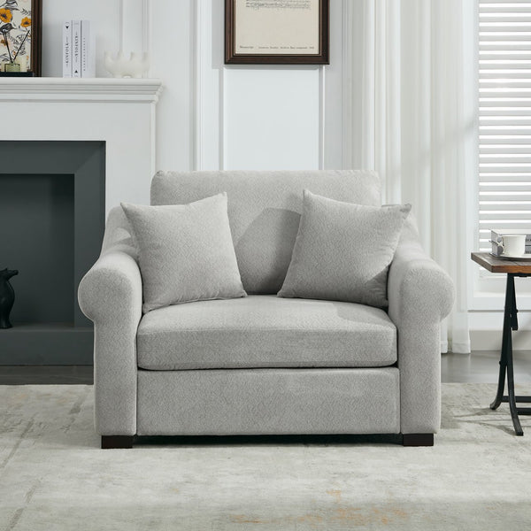 English Elm Modern Oversized Chenille Armchair with Wide Armrests, Removable Covers, Sturdy L-Shape Legs for Cozy Lounging Light Gray 38.5 L x 28 W x 15.75 H BS701P188662E