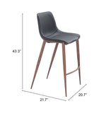 Magnus Barstool - Set of 2 Black & Walnut 109937 Zuo Modern