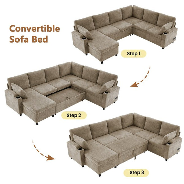 English Elm 101.2" Modular Chenille Sectional Sofa with Tufted Cushions and Deep Seating for Living Room N719S001910D