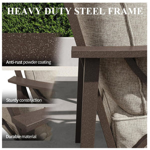 English Elm Set of 2 Outdoor Steel Armchairs Powder Coated Matte Frame with Cushioned Patio Seating Light Khaki+Beige B082P455144