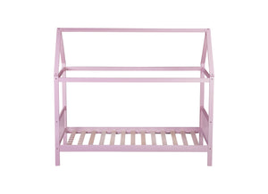 English Elm Twin House Bed with Headboard and Footboard — Space-Saving Rubberwood Frame, Playful Architectural Design Pink W504P225964