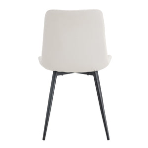 English Elm White faux leather dining chairs set of 4 with curved widened cushions, black metal legs, easy-clean comfort W1151P346458