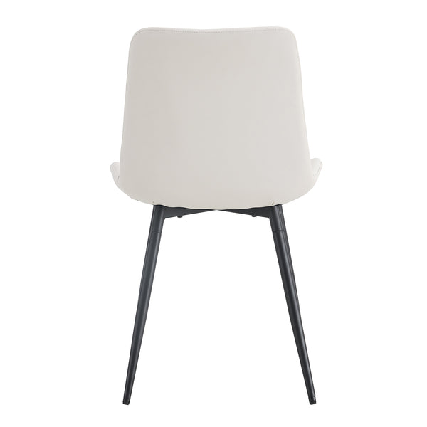 English Elm White faux leather dining chairs set of 4 with curved widened cushions, black metal legs, easy-clean comfort W1151P346458