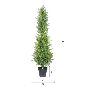 English Elm 5' Artificial Pine Tree Set of 2 with Real Touch Foliage in Sleek Black Pots W3912P437637