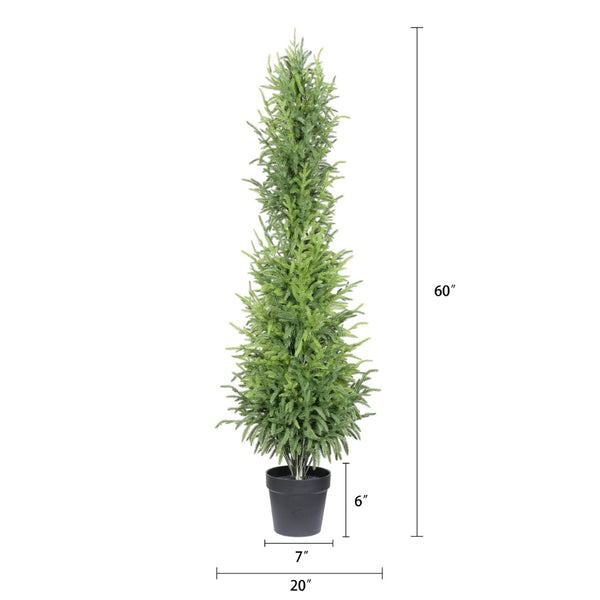 English Elm 5' Artificial Pine Tree Set of 2 with Real Touch Foliage in Sleek Black Pots W3912P437637