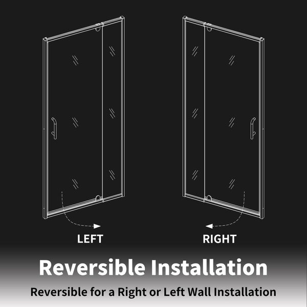 English Elm 54" Pivot Shower Door Clear Tempered Glass Chrome Hardware Reversible Alcove Fit W637P184674