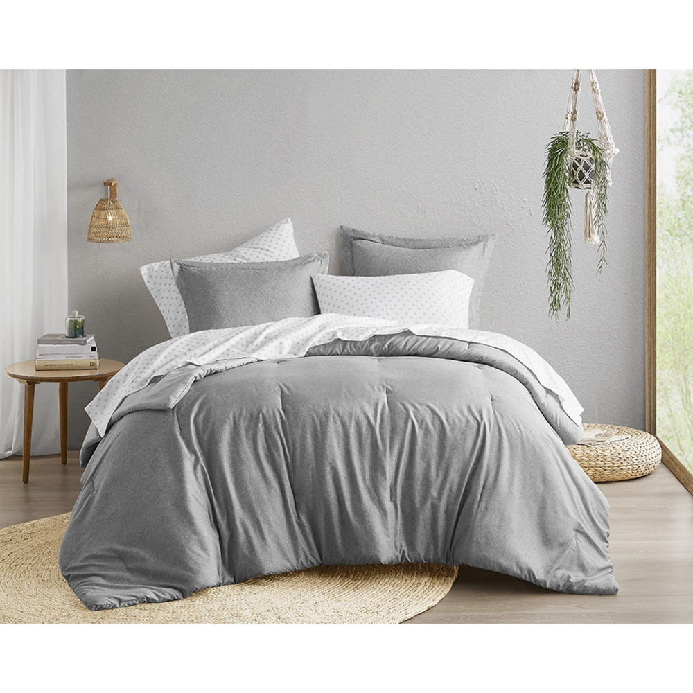 JLA Home Comfort Spaces - Chambray Microfiber Comforter Set with Sheets — Breathable, Denim-Inspired Texture, All-Season Cozy Durability Gray AM10-0098