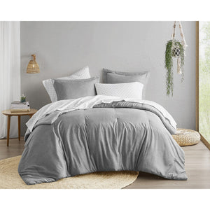 JLA Home Comfort Spaces - Chambray Breathable Microfiber Comforter Set with Chambray Print — Lightweight, Oeko‑Tex, Cozy Feel Gray AM10-0100