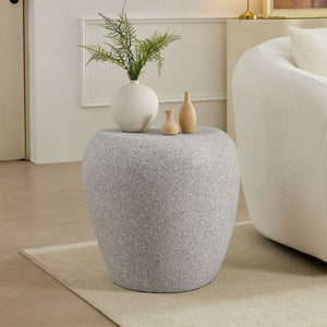 English Elm 19.29 Inch Fiberglass Stacked Stone Side Table Sculpted Organic Form for Living Room Beige W2582P427035