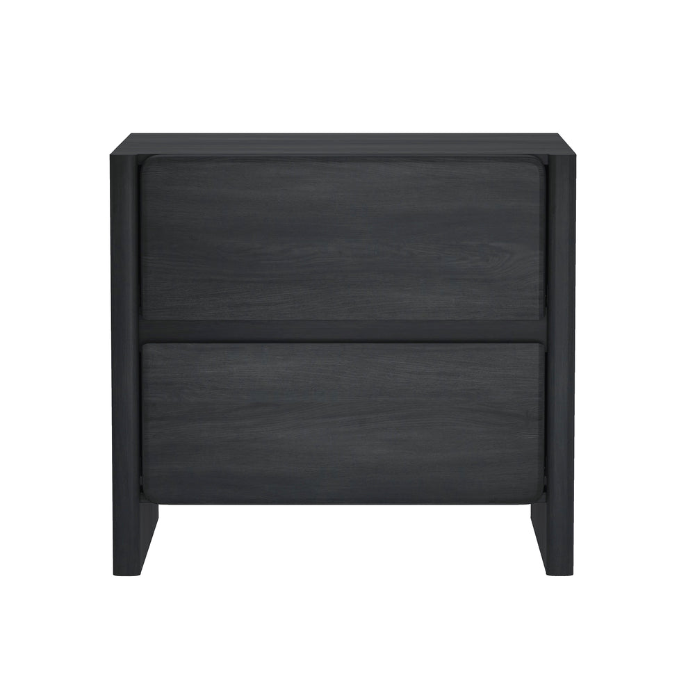 English Elm Linda Charcoal Gray 24" Nightstand with 2 Soft-Close Drawers, Minimalist Wood-Grain Accent for Bedroom B365P398185