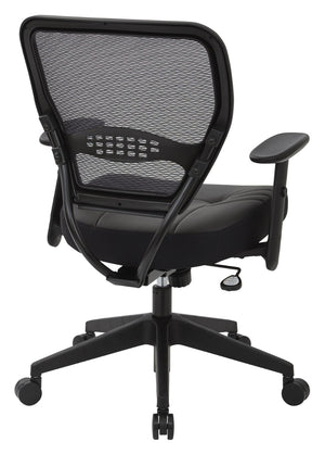 OSP Home Furnishings Professional Airgrid Mesh Back Manager Chair with Lumbar Support and Bonded Leather Seat 5700E