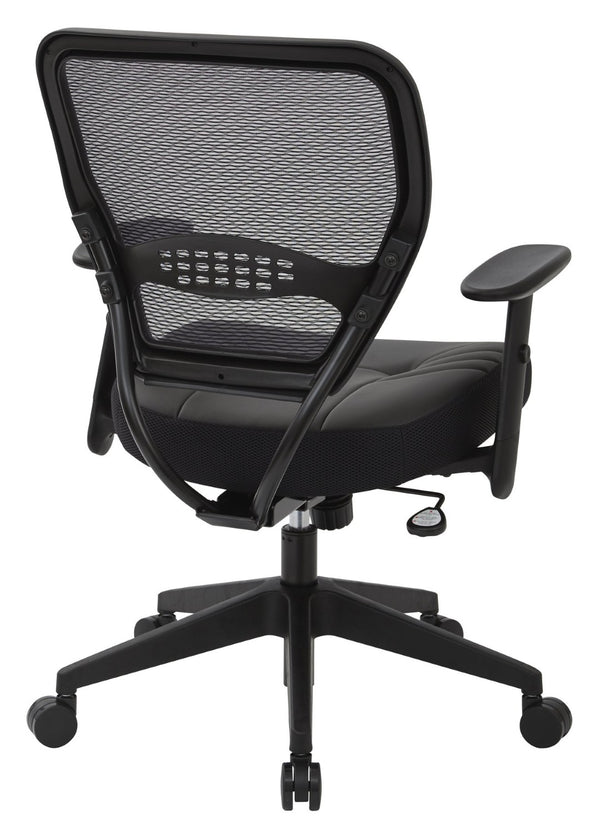 OSP Home Furnishings Professional Airgrid Mesh Back Manager Chair with Lumbar Support and Bonded Leather Seat 5700E
