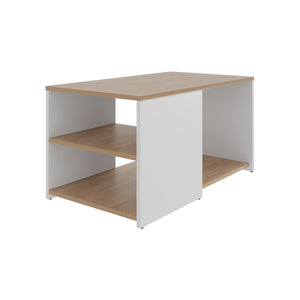 English Elm Silver Peak Light Oak & White Coffee Table with Open Storage, Engineered Wood, Compact Chic Design B092P269897