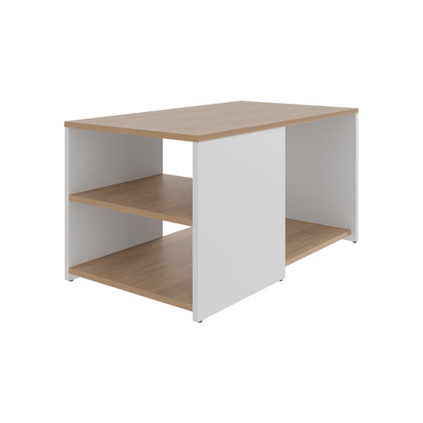 English Elm Silver Peak Light Oak & White Coffee Table with Open Storage, Engineered Wood, Compact Chic Design B092P269897