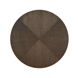 English Elm Modern Round Dining Table with 54" Rustic Wire-Brushed Brown Oak Veneer Top & Metallic Accent Base, Seats 4 B011S01897