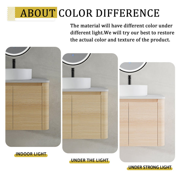 English Elm 54'' Wall-Mounted Bathroom Vanity With Elegant Ceramic Sink, Soft-Close Doors, And Ample Storage W999S00475