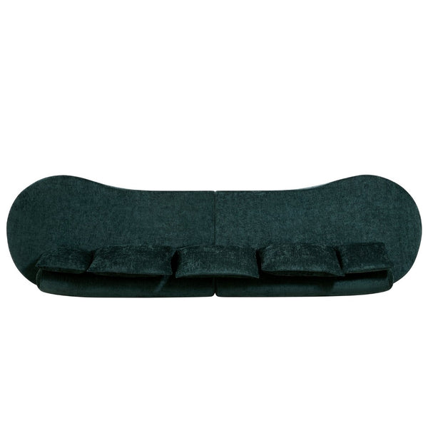 English Elm 138.6" Curved Modular Sectional Sofa Low Profile High Density Foam Living Room Lounge Dark Green N767P366006D