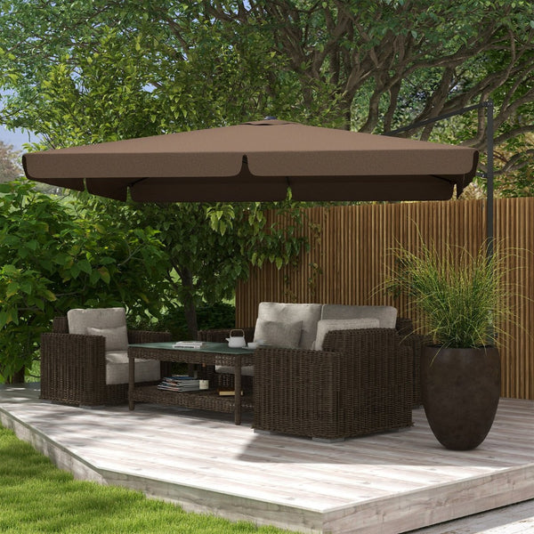 English Elm Outsunny 10' Square Cantilever Patio Umbrella With Tilt, Crank, Air Vent For Backyard Shade Retreat W2225P174164-GIGA
