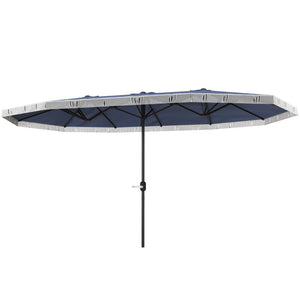 English Elm Outsunny 15ft Rectangle Patio Umbrella Upf30 Plus Dual Vents Crank Outdoor Shade W2225P485620