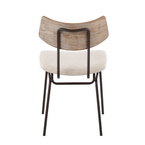 English Elm Mid-century Modern Dining Chairs with Wood Slat Back and Upholstered Seat Set of 2 B202P223684