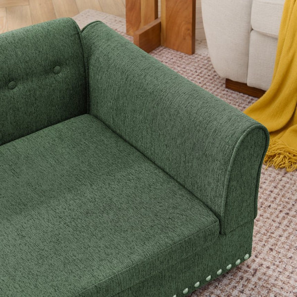 English Elm Oversized Linen Pet Sofa with Backrest Armrests Rubberwood Frame for Large Dogs W487P430326