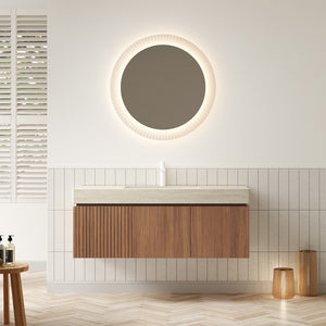 English Elm MURI Wall-Mounted 48" Bathroom Vanity with Durable Sintered Stone Top, Ceramic Basin, Soft-Close Beige,Brown Oak W2615S00224