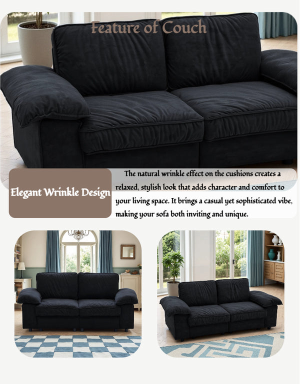 English Elm Fx-P20M-2S-Bk Stylish Black Velvet 2-Seater Loveseat Sofa With Hidden Storage For Small Spaces W576S00233
