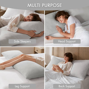 English Elm 1- Piece Full Body Cooling Pillow with Nylon Spandex Cover for Side Sleepers Light Grey B035P482976
