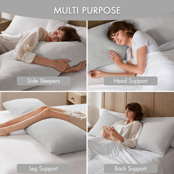 English Elm 1- Piece Full Body Cooling Pillow with Nylon Spandex Cover for Side Sleepers Light Grey B035P482976