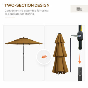 English Elm Outsunny 9Ft 3-Tier Patio Umbrella With Crank & Tilt - Stylish Shade For Decks, Gardens & More! W2225P200465-GIGA