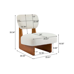 English Elm [set of 2] Beige Polyester Barrel Lounge Chairs with Black Wood Base for Living Room Beige+Natural N767P373046N