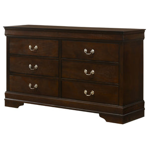 English Elm Frances Six Drawer Dresser Warm Wood Grain Finish with Nickel Bail Handles for Bedroom Cappuccino B062P447790