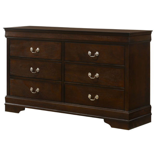 English Elm Frances Six Drawer Dresser Warm Wood Grain Finish with Nickel Bail Handles for Bedroom Cappuccino B062P447790