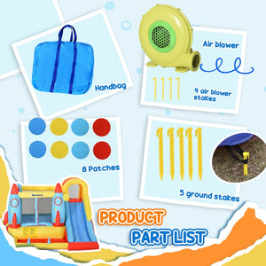 English Elm Outsunny 4in1 Backyard Inflatable Bounce Castle with Dual Slides and Splash Pool W2225P200472