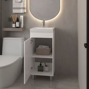 English Elm Waterford Compact Bathroom Vanity with Integrated Sink and Spacious Cabinet for Small Bathrooms White B092P329251