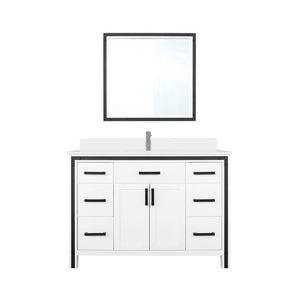 English Elm White 48 in. Bath Vanity with Cultured Marble Top, Faucet & 34" Mirror, Scratch-Resistant Wood Finish B2731S01357