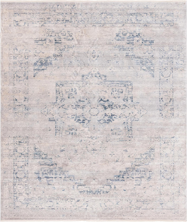 Unique Loom Noble Victoria Machine Made Medallion Rug Gray, Blue/Navy Blue/Ivory 8' 0" x 10' 0"