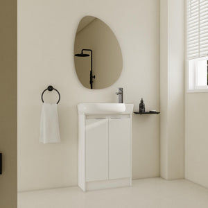 English Elm 23" Freestanding Bathroom Vanity with Ceramic Vessel Sink, Soft-Close Doors, Adjustable Shelf Storage Glossy White W999P206105