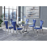 English Elm Blue and Silver Side Chairs With Metal Base (Set Of 2)