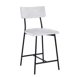 English Elm Badin Wood and Metal Modern Counter Stool with Saddle Seat, White Washed Wood, Black Frame, Durable Comfort - Adjustable Glides (Seat 24.25") B050P364430
