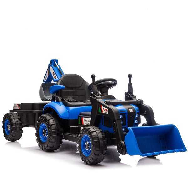 English Elm 24v Kids Electric Tractor with Swappable Construction Attachments and Parent Remote W1578P230011